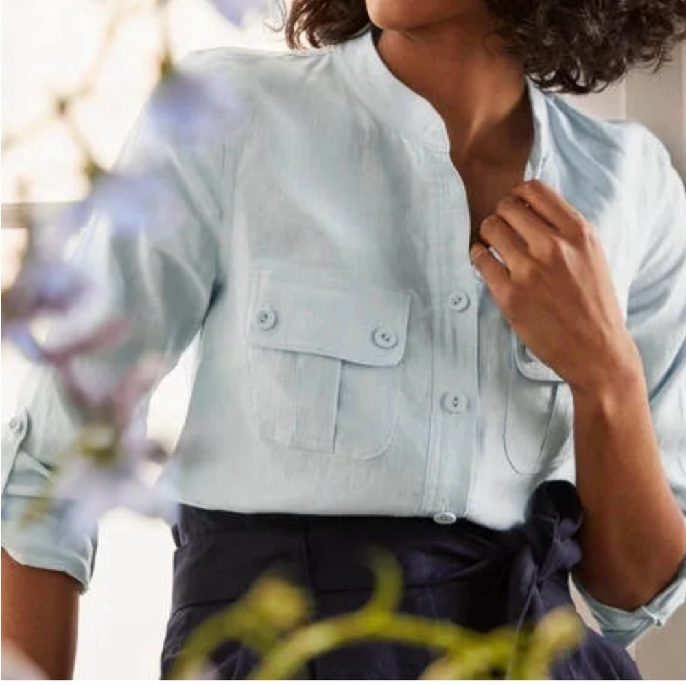Boden Linen Shirt Button Down Size 2R